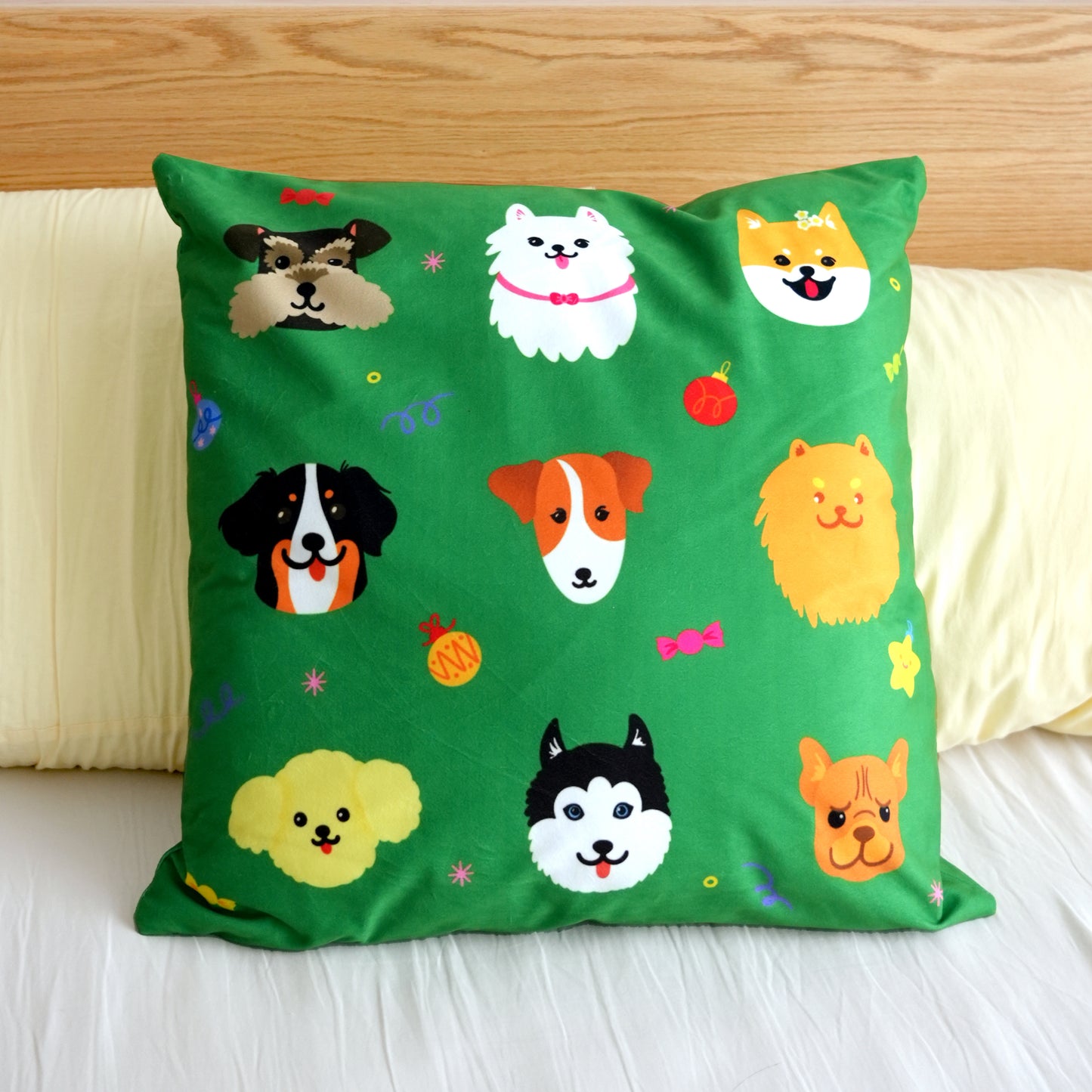 Festive Cats and Dogs Pattern Pillow Covers