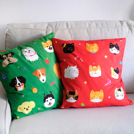 Holiday Throw Pillows Cover for Dog and Cat Lover