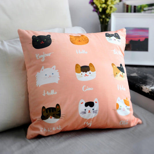 Cats and Dogs Throw Pillow Cover